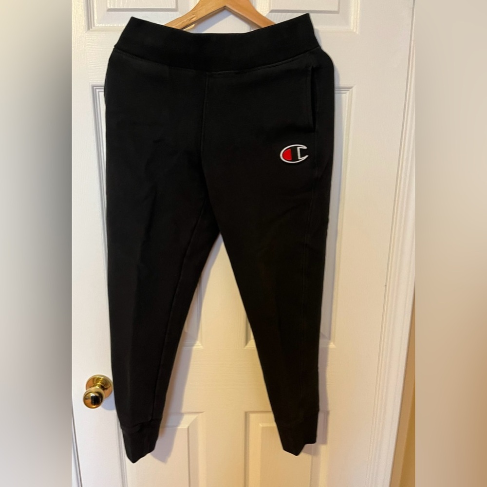 Champion Black Fleece Joggers with Logo